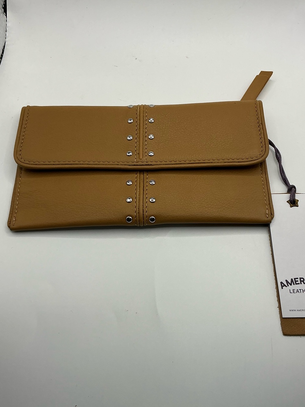 American Leather Co. Tan Studded Wristlet Wallet